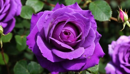  Vibrant purple rose in bloom