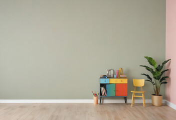 Concept art with copy space colorful house interior furniture with copy space, simple background