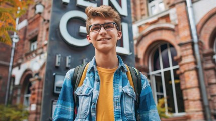 Ambitious Student Embarking on Academic Journey â€“ Realistic College Representation