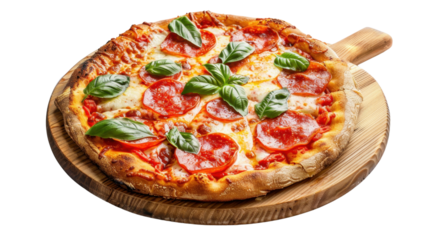 Margherita pizza on transparent background