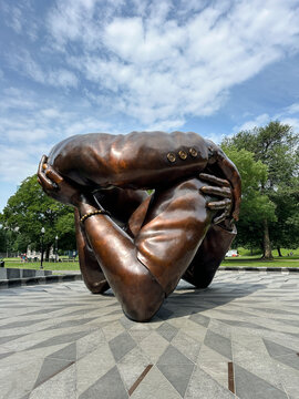 The Embrace sculpture in the Boston Common honoring Dr. Martin Luther King and his wife Coretta Scott King.