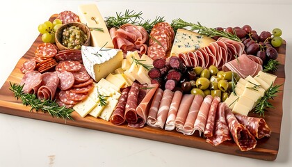 Antipasto platter with ham, salami, cheese and olives