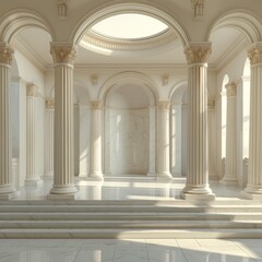 Classic 3D podium with columns and a traditional architectural feel