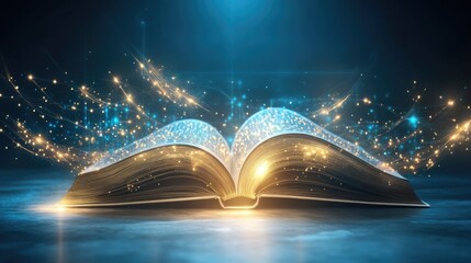 Modern digital book for learning in digital futuristic style