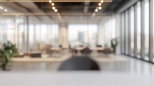 Show off a contemporary office space - blured interior background for your presentation, copy space