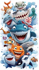 Create a colorful learning poster for kids, with a backdrop of a whimsical underwater scene featuring friendly sea creatures and educational content