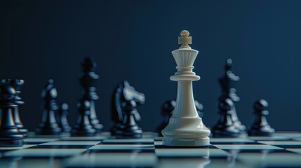 Chess King Piece Standing Out on a Chessboard