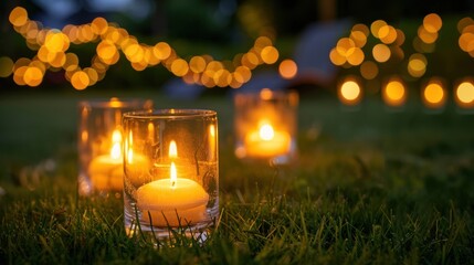 Candles Glowing in the Grass