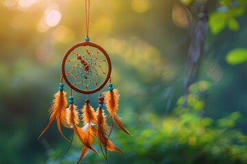A delicate dream catcher set against a soft background, with space for text or additional elements. The scene has a gentle and serene feel, perfect for a peaceful, dreamy atmosphere.









