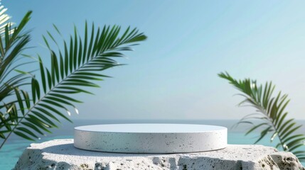 Fototapeta premium White Platform Against A Tropical Ocean