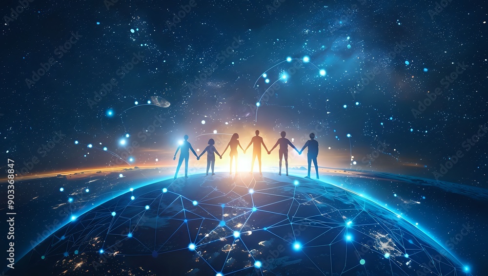 Poster global connection: unity and teamwork for a connected world