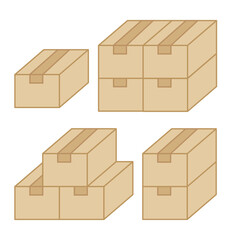 Illustration of stacked cardboard boxes; one, two, three, four.