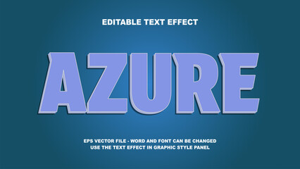 Editable Text Effect Azure 3D Vector Template