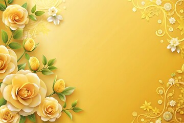 Naklejka premium Yellow Rose Floral Background.