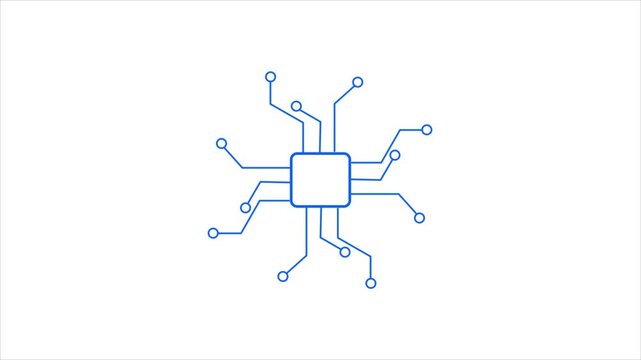 computer processor icon, simple logotype CPU icon animation.