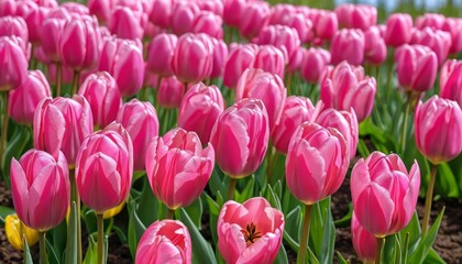 Fototapeta premium Vibrant Pink Tulips in Bloom