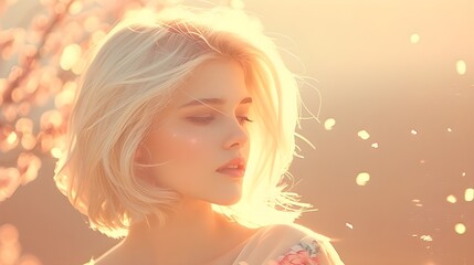 Fototapeta premium girl with straight white hair