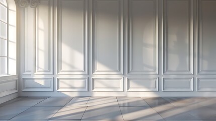 Obraz premium White Paneled Wall with Sunlight
