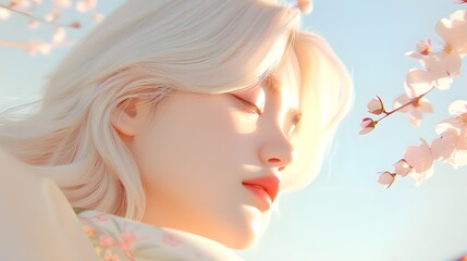 Fototapeta premium girl with straight white hair