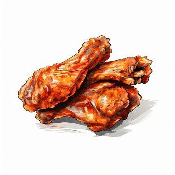 fried chicken wings on white background clip art preview
