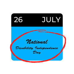 National disability independence day, July 26. Awareness Day is observed every year on August.banner design template Vector illustration background design
