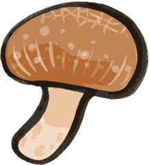 墨で描かれたシンプルな椎茸のイラスト