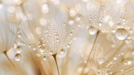 Fototapeta premium Dew Drops on Dandelion Seeds