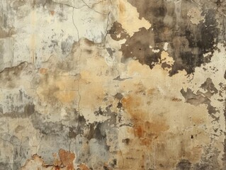 Grunge textured wall with peeling paint and cracks.