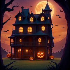 house with pumpkin