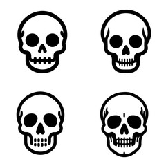 Fototapeta premium Skeleton Skull Icon Set