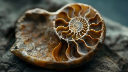 The Golden Spiral: A mesmerizing ammonite fossil, revealing the intricate and captivating beauty of the Fibonacci sequence in nature.