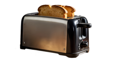toaster with bread slices isolated on transparent png, breakfast toast kitchenware, electric kitchenware