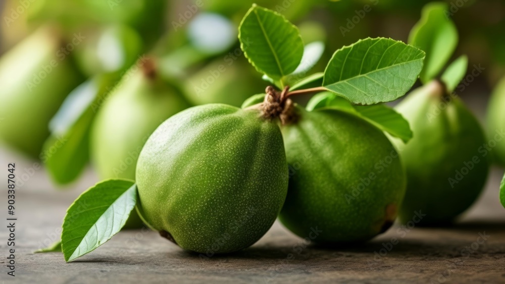 Poster  Fresh unripe fruits with vibrant green hues