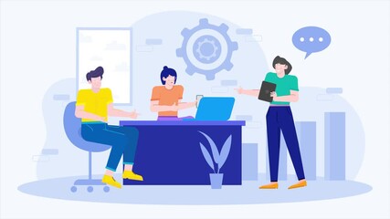 illustration of business people daily activity animated video