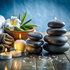 Obraz premium spa, soft towels, aroma oils, massage stones