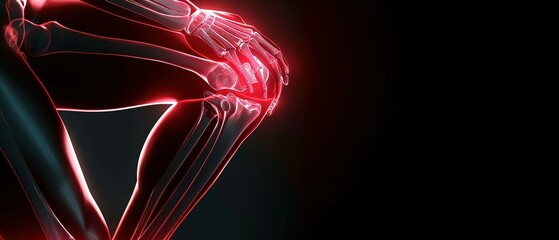 Obraz premium X-Ray Image of a Human Knee with Pain and Inflammation