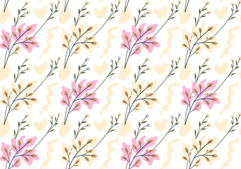 Abstract flower blooming design. Hand-draw pattern with floral seamless.