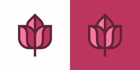 Tulip flower outline vector logo design with modern, simple, clean and abstract style. Icons for business, fashion, cosmetics and beauty, and personal branding.