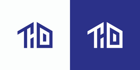 Combination logo that combines the shape of a house with the initials T, H and D. Icon for business, construction, architecture, housing and personal branding.