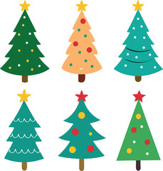 set of christmas trees