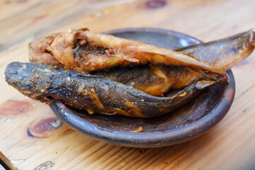 Lele goreng or Fished fried catfish is ready to eat