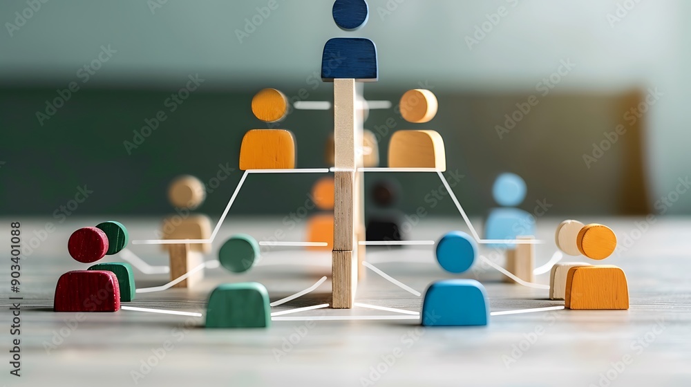 Poster building connections: a strategic overview of team collaboration using wooden figures and visual net