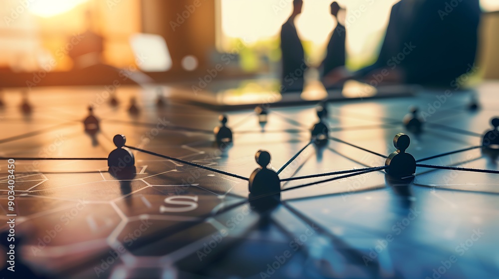 Poster building connections: a strategic overview of team collaboration using wooden figures and visual net