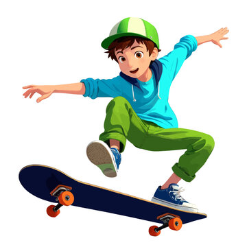 Jovial Skateboarder Performing Tricks