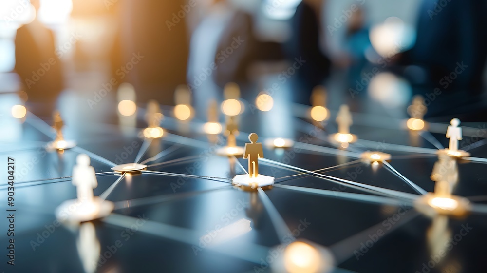 Poster building connections: a strategic overview of team collaboration using wooden figures and visual net