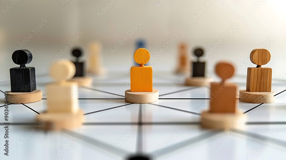 Poster building connections: a strategic overview of team collaboration using wooden figures and visual net