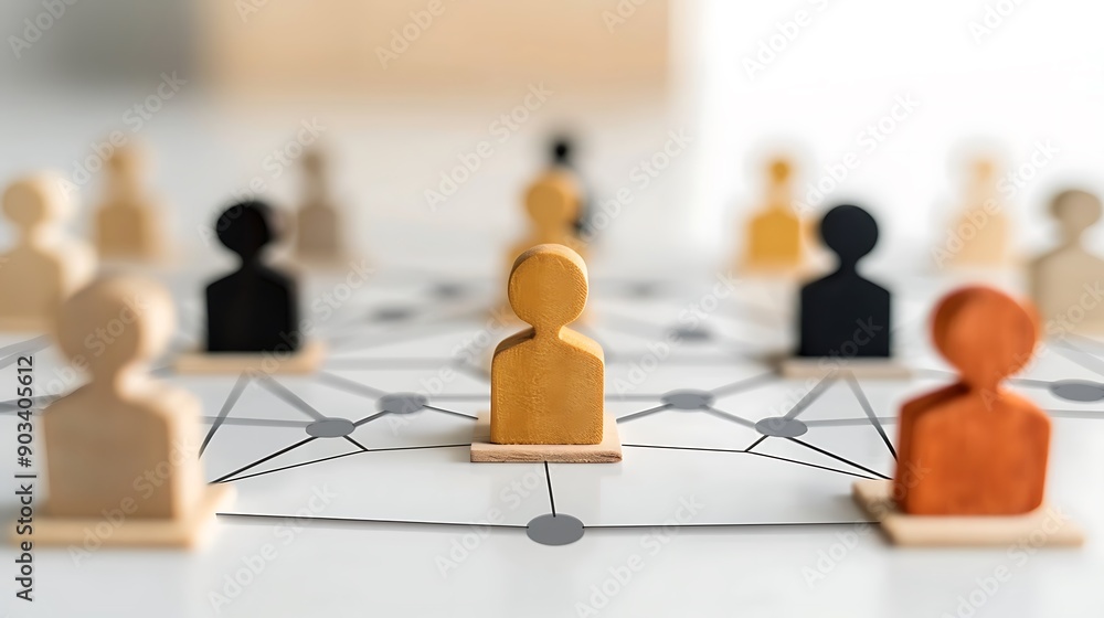 Poster building connections: a strategic overview of team collaboration using wooden figures and visual net