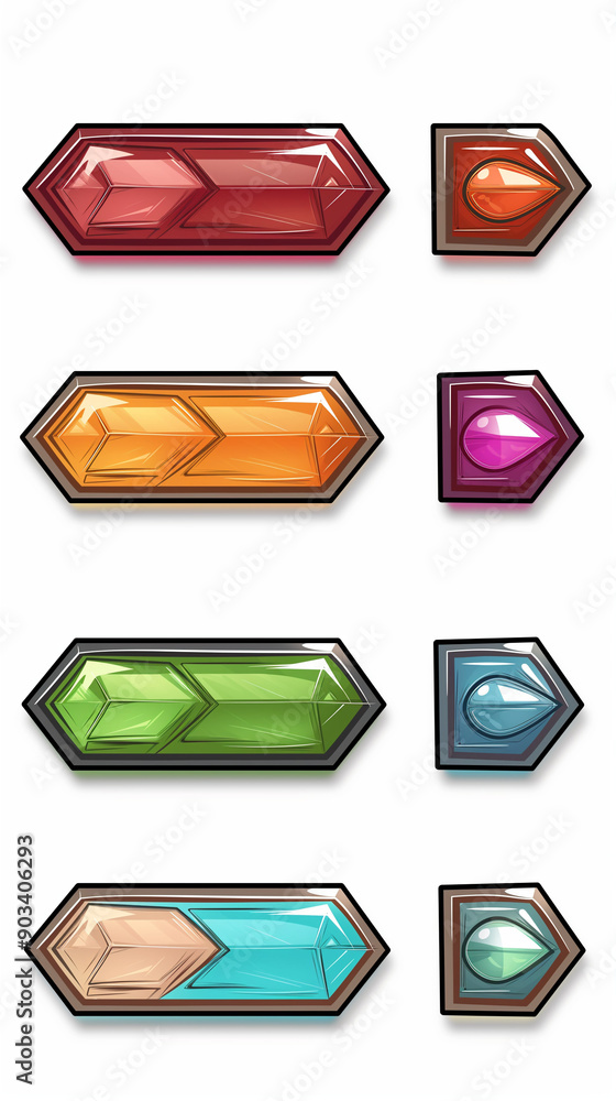 Poster sprite sheet of arrow button for menu endless runner game on white background