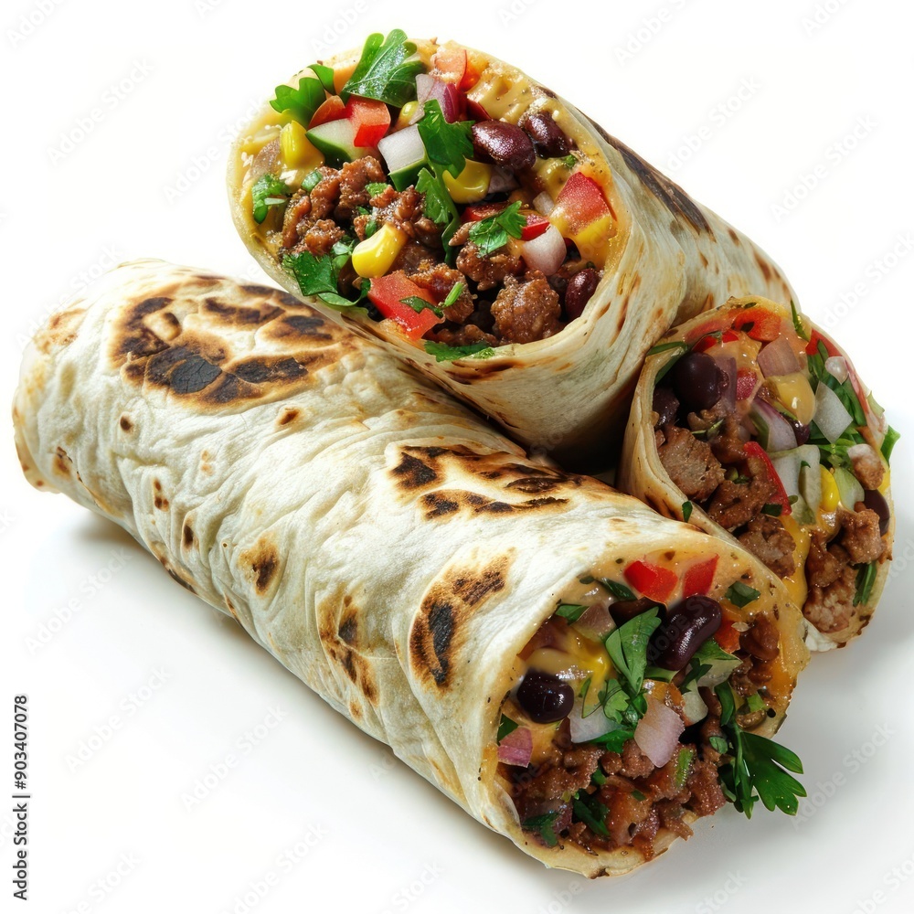 Canvas Prints two burritos with different toppings on them