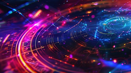 Obraz premium Futuristic Tech Interface with Glowing Lines and Circles